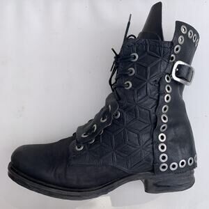 A.S 98 Saintec Emerson Laceup Studded Ankle Motorcycle Boots Women's 9 Eu 40